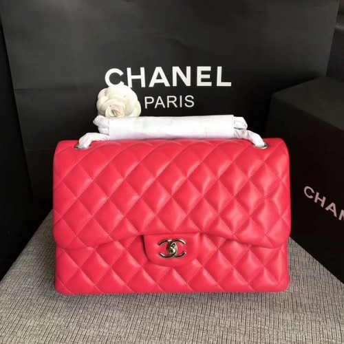 Chanel Flap Válltáska Rózsaszín Eredeti Báránybőr Bőr CF1113 Ezüst