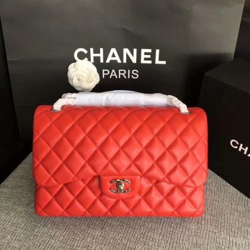 Chanel Piros Eredeti Báránybőr Válltáska CF1113 Ezüst