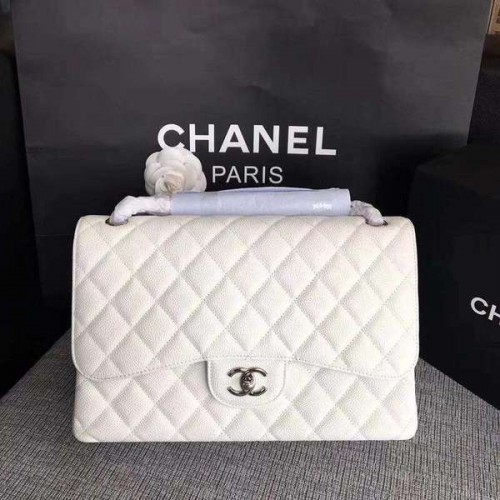 Chanel Fehér Eredeti Borjúbőr Válltáska CF1113 Ezüst