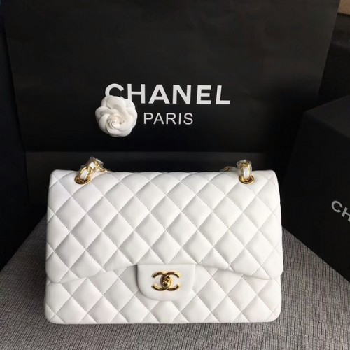 Chanel eredeti fehér báránybőr válltáska CF1113 Glod