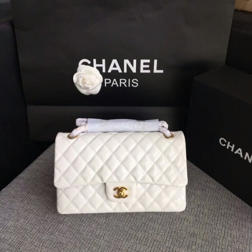 Chanel Flap Válltáska Fehér Eredeti Lakkbőr CF1112 Arany