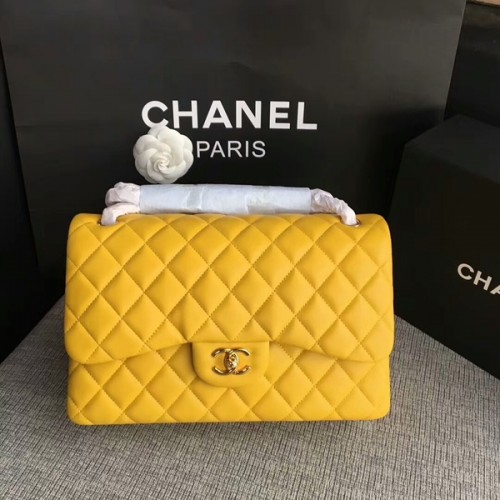 Chanel eredeti báránybőr válltáska sárga CF1113 Glod