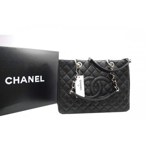 Chanel GST Caviar bőr kókuszos táska A36092 fekete ezüst