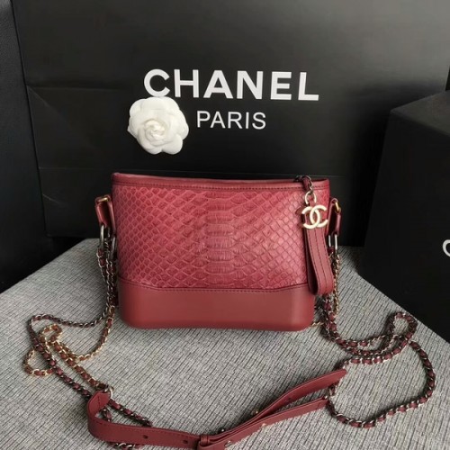 Chanel Gabrielle Mini Válltáska Eredeti Python Bőr 8122A Bordó