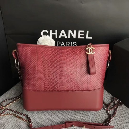 Chanel Gabrielle Válltáska Eredeti Python Bőr A93842 Bordó