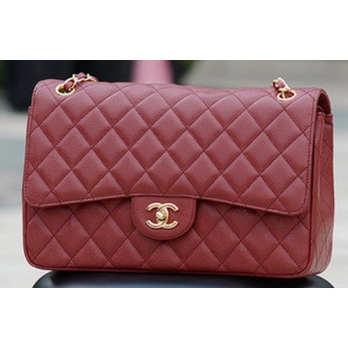 Chanel Jumbo Klasszikus Burgundi Cannage Mintás Zsebtáska A58600 Arany