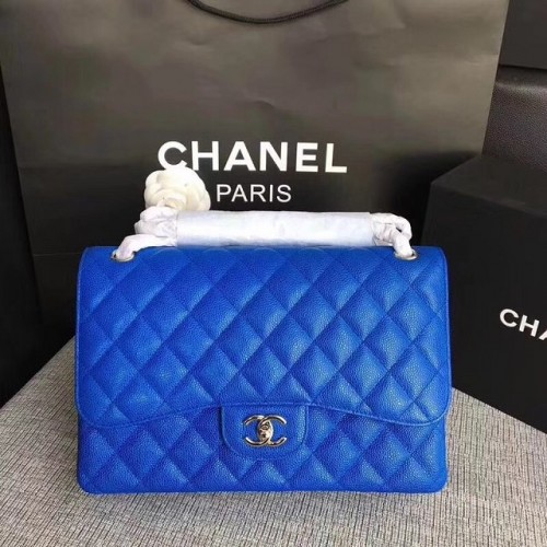 Chanel Jumbo Klasszikus Cannage Mintás Zsebtáska Eredeti Bőr A58600 Kék