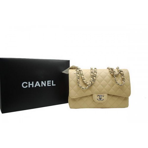 Chanel Jumbo Dupla Levelű Táska Barackszínű Eredeti Kaviár Bőr A36097 Ezüst