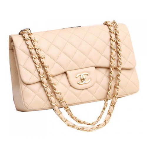 Chanel Jumbo Dupla Levelű Táska Eredeti Báránybőr Bőr A36097 Barackszínű