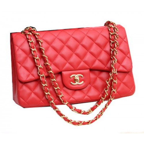 Chanel Jumbo Dupla Levelű Táska Eredeti Báránybőr Bőr A36097 Piros