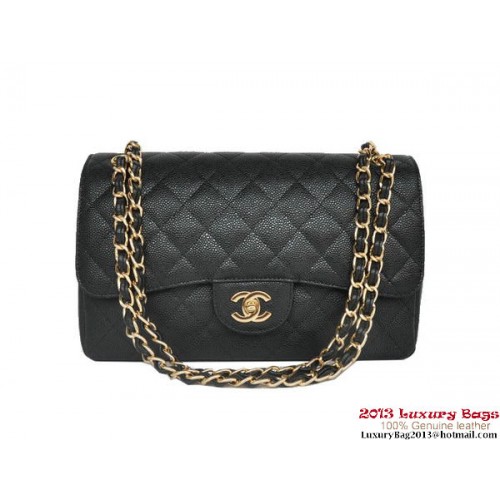Chanel Jumbo Steppelt Klasszikus Cannage Patterns Flap Táska A58600 Fekete Arany