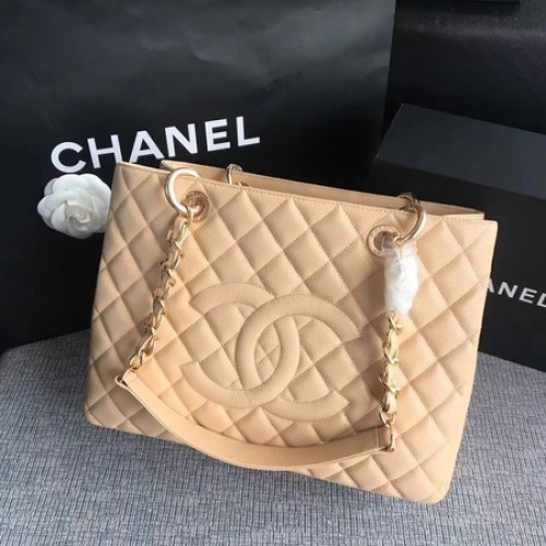 Chanel LE Boy Grand bevásárlótáska GST sárgabarack Cannage Pattern A50995 arany