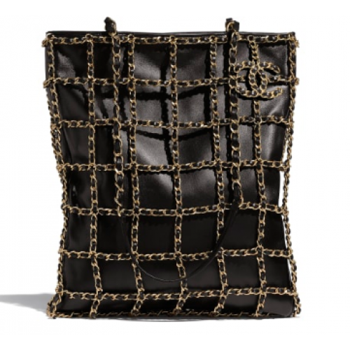 Chanel báránybőr bevásárlótáska AS1383 fekete