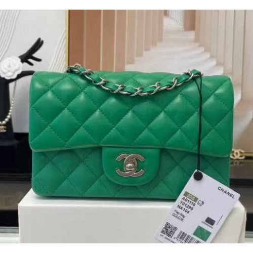 Chanel MINI Zsebtáska Eredeti Báránybőr Bőr 1116 Zöld