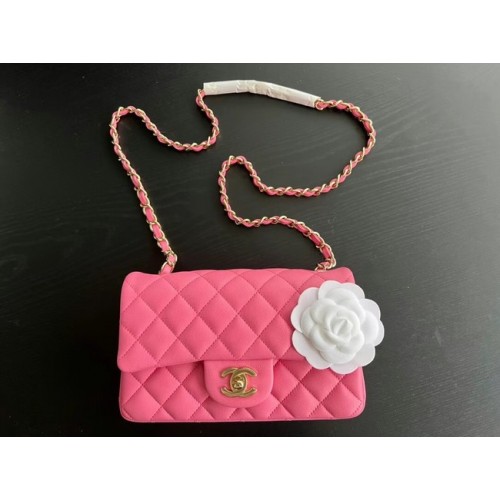 Chanel MINI Flip Táska Eredeti Báránybőr Bőr 1116 Szilva