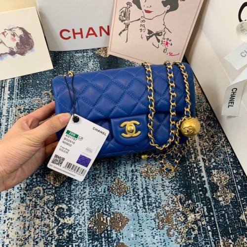 Chanel MINI Flip Bag Eredeti Báránybőr Bőr 1116 kék