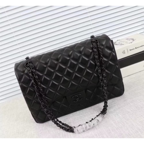 Chanel Maxi Klasszikus Zsebtáska Báránybőr Bőr A58601 Fekete