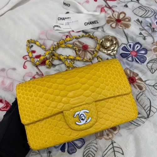 Chanel Mini Flap Bag Original Python Arany-Tónusú Fém A69900 Sárga