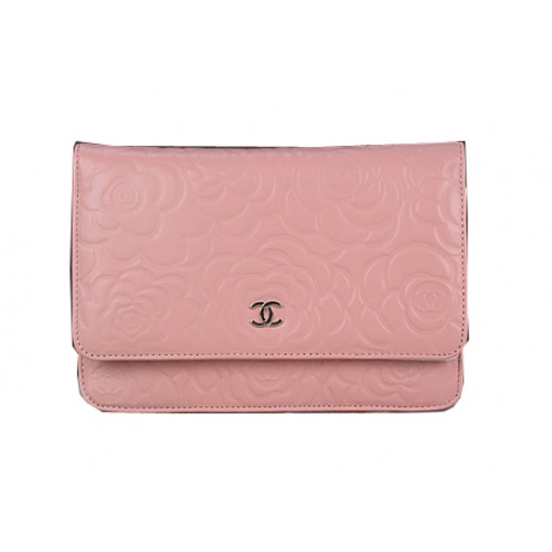 Chanel Eredeti Camellia Bőr Mini Zsebtáska CHA33814 Rózsaszín