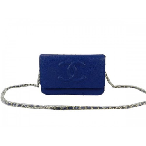 Chanel eredeti Cannage Patterns bőr mini fedeles táska CHA48654 kék