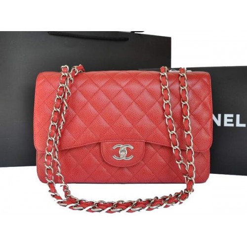 Chanel eredeti kaviár bőr fedeles táska A28600 piros