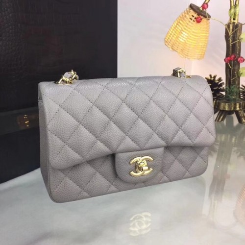 Chanel eredeti kaviár bőr fedeles keresztpántos kézitáska CF1116 ezüstszürke aranylánccal
