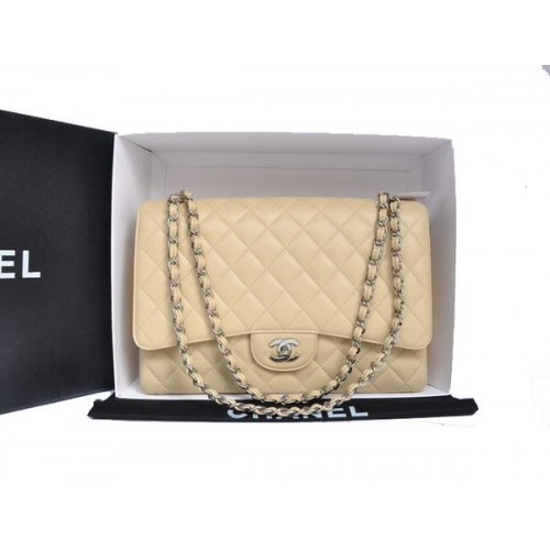 Chanel Eredeti Kaviár Bőr Jumbo Zsebtáska A47600 Barackszínű