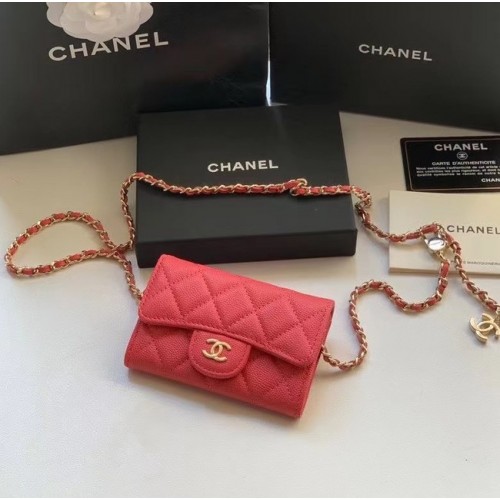 Chanel eredeti szemcsés borjúbőr zsebes 81081 piros