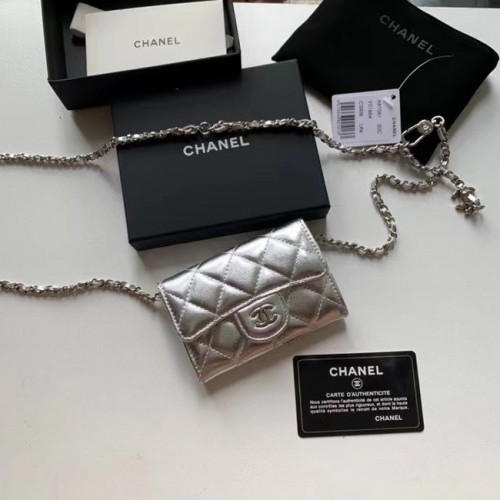 Chanel eredeti szemcsés borjúbőr zsebes 81081 ezüst