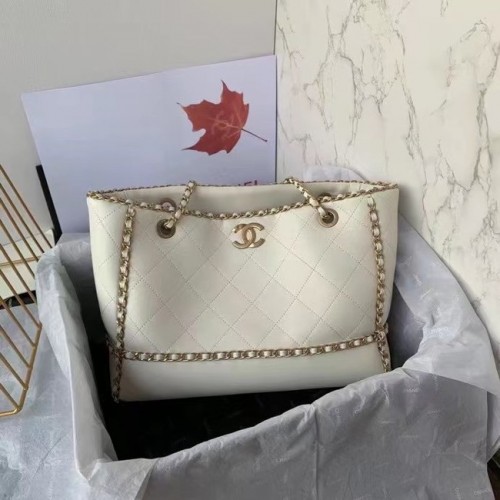 Chanel eredeti bőr bevásárlótáska AS8018 fehér