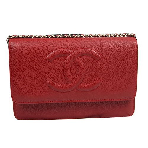 Chanel eredeti bőr mini fedeles táska A48654 piros