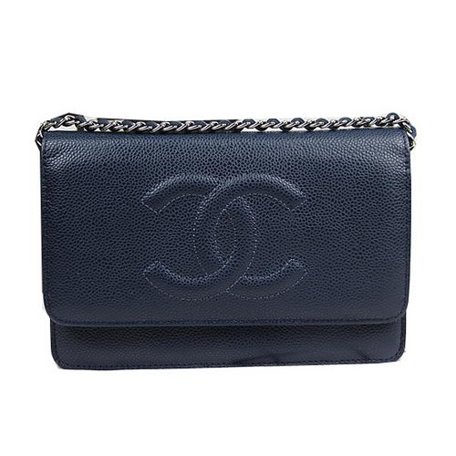 Chanel eredeti bőr mini fedeles táska A48654 királykék