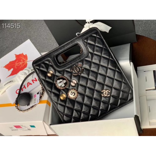 Chanel eredeti puha bőr táska aranyszínű fém AS1431 fekete