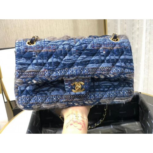 Chanel eredeti fedeles táska Twill soft A01112 kék