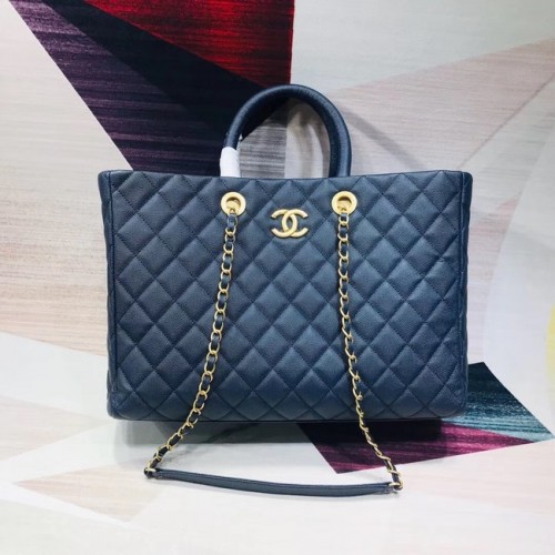 Chanel eredeti nagy bevásárlótáska szemcsés borjúbőrből A93525 kék