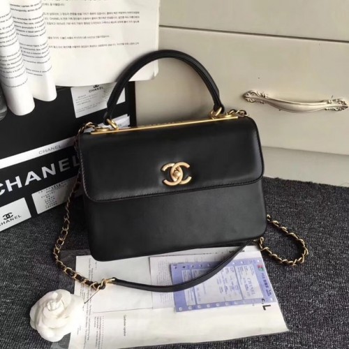 Chanel Original kis fedeles táska felső fogantyúval A92236 fekete