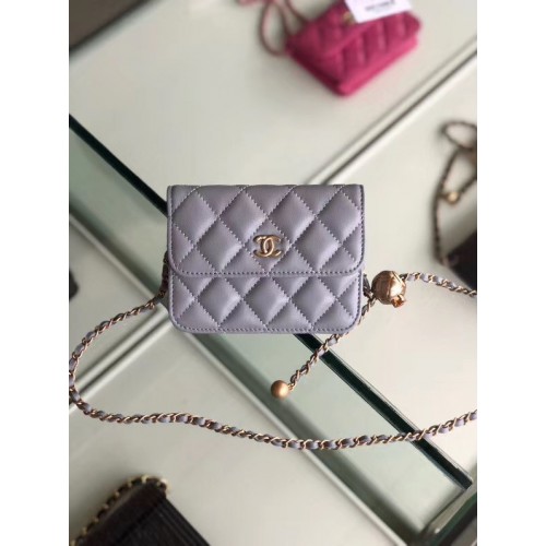 Chanel eredeti báránybőr bőr zseb P0146 szürke