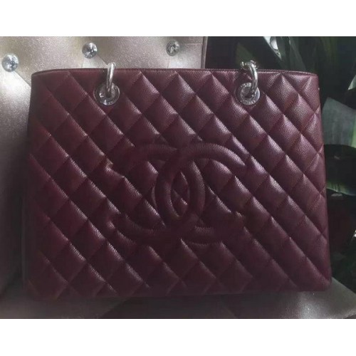 Chanel Vásárlótáska Eredeti Borjúbőr A95021 Burgundia