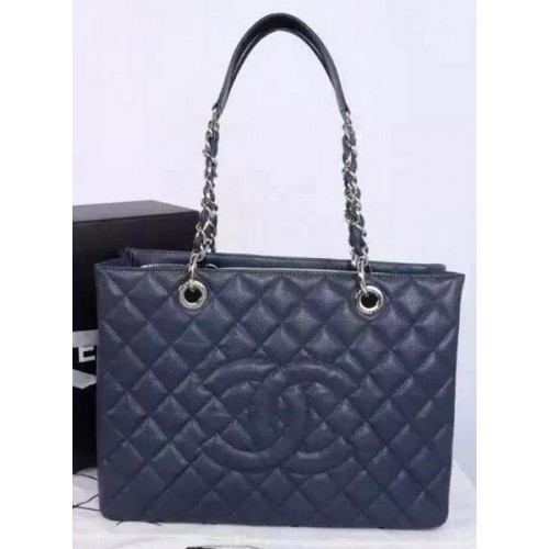 Chanel Vásárlótáska Eredeti Borjúbőr A95021 Királykék