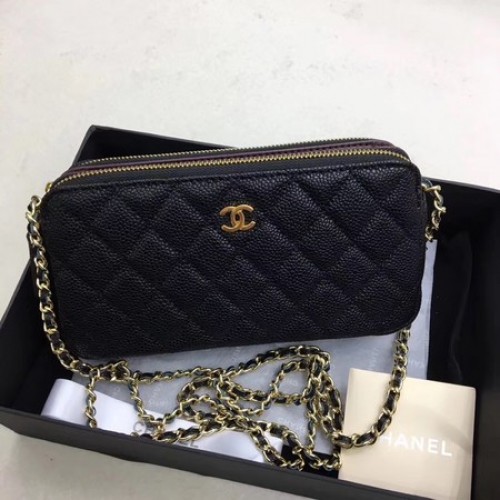 Chanel válltáska fekete cannage mintás bőr CHA6845 arany