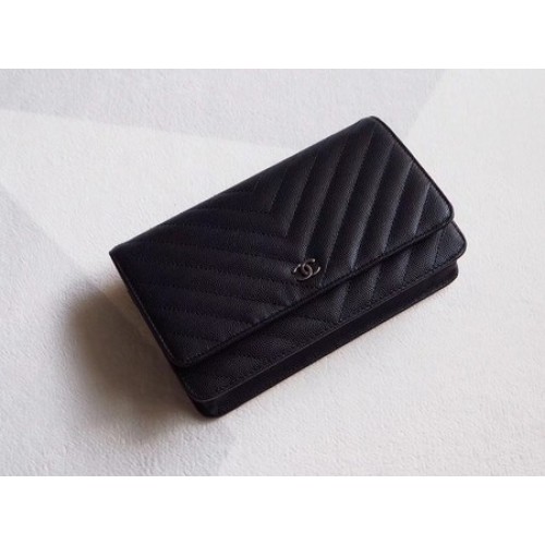 Chanel V mini fedeles táska fekete chevron mintás A33814V ezüst