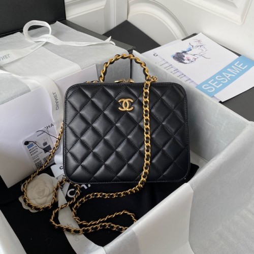 Chanel Vanity Case báránybőr aranyszínű fém AS3319 fekete