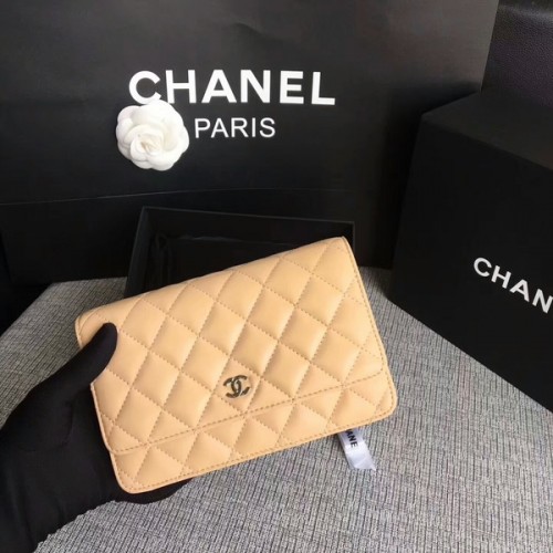 Chanel WOC Fülbevaló Táska Camel Eredeti Báránybőr Bőr 33814 Ezüst