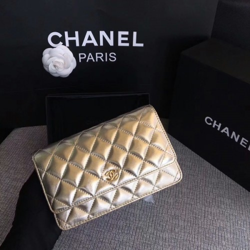 Chanel WOC Flap Bag Eredeti Báránybőr Bőr 33814A Glod