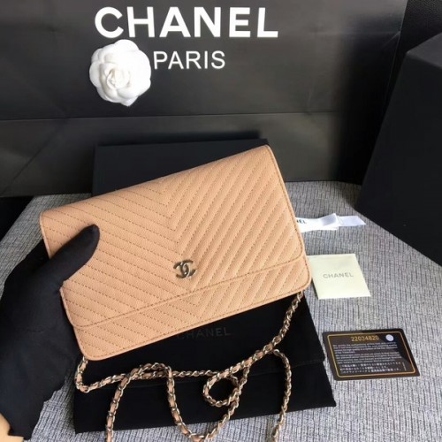 Chanel WOC Flap Válltáska Teveszín Borjúbőr A33814 Ezüst