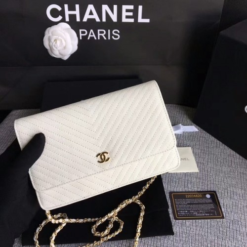 Chanel WOC Flap Válltáska Törtfehér Borjúbőr A33814 Arany