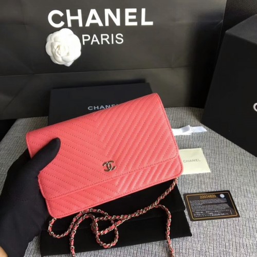 Chanel WOC Flap Válltáska Barackszínű Borjúbőr A33814 Ezüst