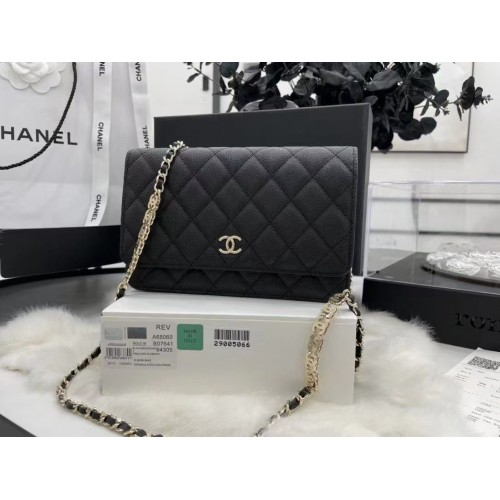 Chanel WOC eredeti kaviár bőr fedeles keresztpántos táska CC33815 fekete