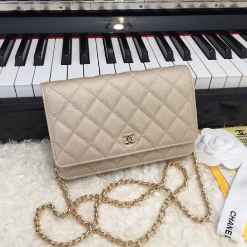 Chanel WOC eredeti kaviár bőr fedeles keresztpántos kézitáska CF33814 arany arany lánc