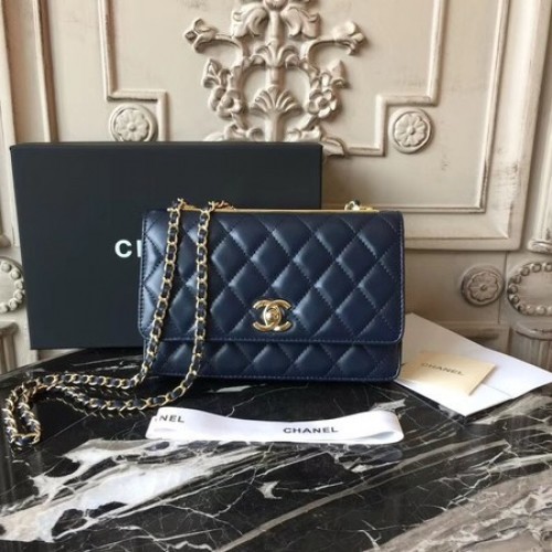 Chanel WOC eredeti báránybőr válltáska D33814 kék
